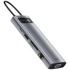 Baseus Baseus - Docking Station Metal Glam (CAHUB-CU0G) - 3xUSB 3.2, 2xType-C, VGA, HDMI, SD/TF Card Reader, RJ45 - Grey 6953156205932 έως 12 άτοκες Δόσεις