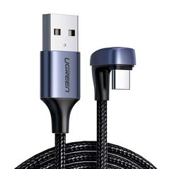 Angle cable USB2.0 Male to USB-C UGREEN 3A, 2m (black) 6957303873159