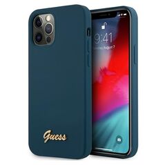 Guess GUHCP12LLSLMGBL iPhone 12 Pro Max 6.7&quot; blue/blue hardcase Metal Logo Script 3700740494622