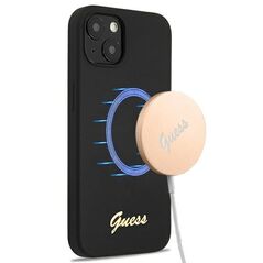 Guess GUHMP13MLSLMGBK iPhone 13 6.1&quot; black/black hardcase Silicone Script Gold Logo Magsafe 3666339037093