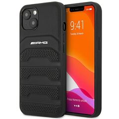 AMG AMHCP14MGSEBK iPhone 14 Plus 6,7 &quot;black / black hardcase Leather Debossed Lines 3666339071394