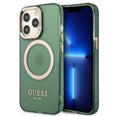 Guess GUHMP13LHTCMA iPhone 13 Pro / 13 6.1&quot; green/khaki hard case Gold Outline Translucent MagSafe 3666339057077