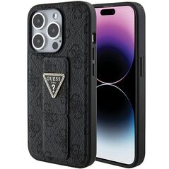 Guess Grip Stand 4G Triangle Strass case for iPhone 15 Pro - black 3666339197315