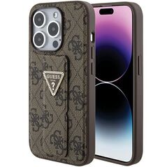 Guess Grip Stand 4G Triangle Strass case for iPhone 15 Pro Max - brown 3666339197469