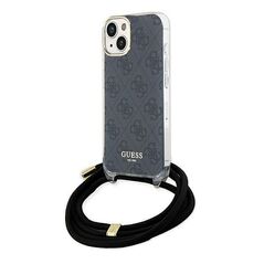 Guess Crossbody Cord 4G Print Case for iPhone 15/14/13 - Black 3666339147921