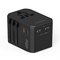 Choetech PD6045 USB-C USB-A 45W GaN Travel Charger with US EU UK AU Plugs - Black 6932112106209