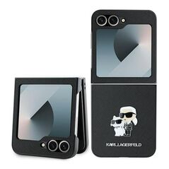 Original Case SAMSUNG GALAXY Z FLIP 6 Karl Lagerfeld Hardcase Saffiano Metal Pin Karl & Choupette (KLHCZF6SAPKCNPK) black 3666339322502