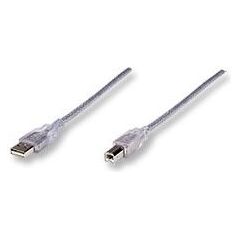 Kabel USB Manhattan USB-A - USB-B 3 m Srebrny (340458)