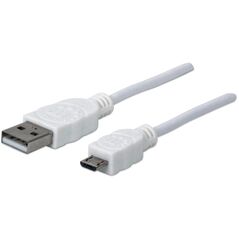 Kabel USB Manhattan USB-A - microUSB 0.6 m Biały (326568)