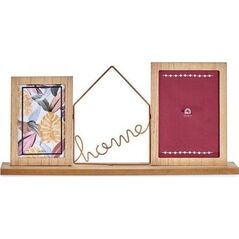 Ramka Gift Decor Ramka na Zdjęcia Home Brązowy 2 zdjęcie Metal Drewno (6 x 21,5 x 46 cm)