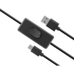 Akasa AKASA kabel USB-A 2.0 na USB-C, napájecí kabel se switchem (pro Raspberry Pi 4), 1.5m