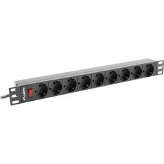 Lanberg Listwa zasilająca PDU 19" 1U 9x Schuko 3m (PDU-09F-0300-BK)