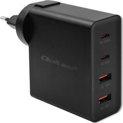 Ładowarka Qoltec Ładowarka GaN Power Pro | 2xUSB-C | 2xUSB | 130W | 5-20V | 1.5-5A| PD | Czarna