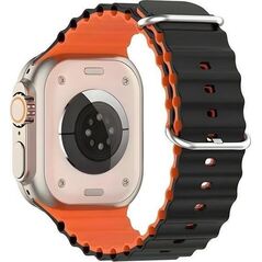 Beline Beline pasek Apple Watch Silicone Waves 42/44/45/49mm czarno-pomarańczowy /black-orange box