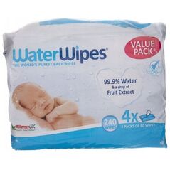 WaterWipes  BIO, Chusteczki nawilżane wodne, 60szt.x4