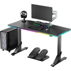 Biurko Ultradesk ULTRADESK Biurko dla gracza IRON BLACK, 132,5x60,5 cm, 71-81  cm, mechaniczna regulacja wysokości