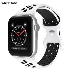 Λουράκι Σιλικόνης Sonique Sport για Apple Watch (42/44/45/49MM) Λευκό / Μαύρο 5201101869021