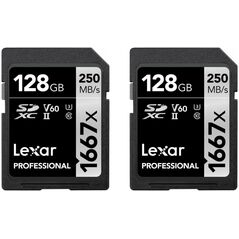 Karta Lexar Professional 1667x (2 szt.) SDXC 128 GB Class 10 UHS-II/U3 V60 (LSD1667128G-B2NNG)