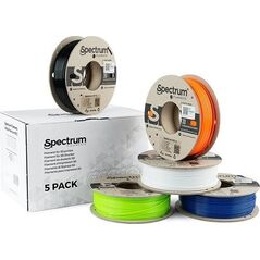 Spectrum Spectrum 3D filament, Premium PET-G, 1,75mm, 5x250g, 80748, mix Artic White, Deep Black, Lion Orange, Navy Blue, Lime Green