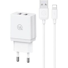 Ładowarka Usams USAMS Ład. siec. 2xUSB 18W + kabel Lightning/USB-A Fast Charging biały/white series HC HCXLTZ01