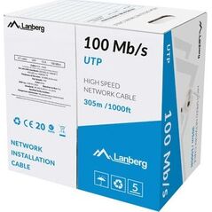 Καλώδιο εγκατάστασης Lanberg LAN UTP 100Mb/s 305m CCA Grey (LCU5-10CC-0305-S) 1019825