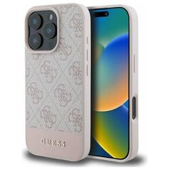 Guess case for iPhone 16 Pro 6,3&quot; GUHCP16LG4GLPI pink hardcase 4G Bottom Stripe 3666339345464