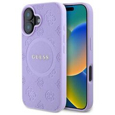 Guess case for iPhone 16 6,1&quot; GUHMP16SPSAPSMEU purple hardcase Saffiano Peony Classic Logo MagSafe 3666339328245