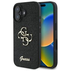 Guess case for iPhone 16 Plus 6,7&quot; GUHCP16MHG4SGK black hardcase Fixed Glitter Big 4G 3666339328450