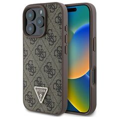 Guess case for iPhone 16 Pro Max 6,9&quot; GUHCP16XP4TDPW Leather 4G Triangle Strass brown MagSafe 3666339327439