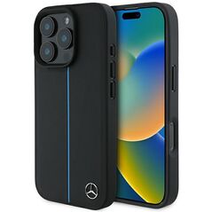 Mercedes case for iPhone 16 Pro Max 6,9&quot; MEHMP16X23RURBK Hardcase MB Blue Line Leather MagSafe black 3666339325718