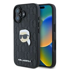 Karl Lagerfeld case for iPhone 16 6,1&quot; KLHCP16SPGKLKIPK black Hard Monogram Karl Head Pin 3666339329549