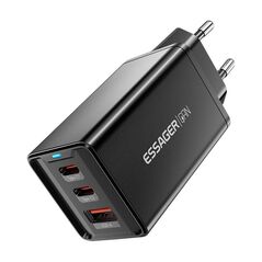 Essager Wall charger, Essager, ECTAC-KSB01-Z, GaN, 2xUSB-C, USB-A, 67W (black) 066687  ECTAC-KSB01-Z έως και 12 άτοκες δόσεις 6971958731343