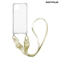 Θήκη Σιλικόνης με Strap Sonique Armor Clear Apple iPhone 14 Μπεζ 5201101882051