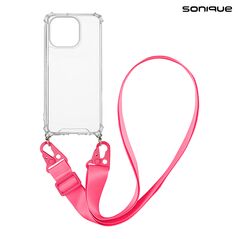 Θήκη Σιλικόνης με Strap Sonique Armor Clear Apple iPhone 14 Pro Φουξ 5201101882310