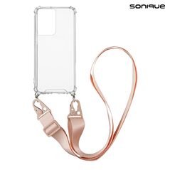 Θήκη Σιλικόνης με Strap Sonique Armor Clear Samsung Galaxy S21 Ultra Ροζ 5201101888121