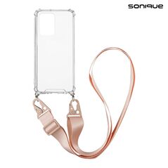 Θήκη Σιλικόνης με Strap Sonique Armor Clear Xiaomi Redmi Note 12 5G / Poco X5 5G Ροζ 5201101922276