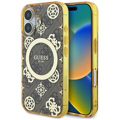 Guess Case for iPhone 16 - Guess IML Peony On 4G Background MagSafe (GUHMP16SH4PYEEW) - Brown 3666339300050 έως 12 άτοκες Δόσεις