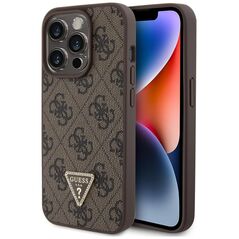 Guess Pouch for iPhone 15 Pro Max - Guess Leather 4G Triangle Triangle Strass (GUHCP15XP4TDPW) - Brown 3666339146412 έως 12 άτοκες Δόσεις