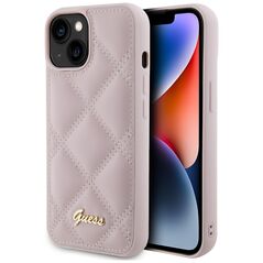 Guess Case for iPhone 15 / iPhone 14 / iPhone 13 - Guess Quilted Metal Logo (GUHCP15SPSQQSQSP) - Pink 3666339149741 έως 12 άτοκες Δόσεις