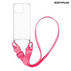 Θήκη Σιλικόνης με Strap Sonique Armor Clear Apple iPhone 16 Pro Φουξ 5210312045599