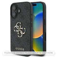 Guess Case for iPhone 16 - Guess Hardcase 4G Classic (GUHCP16SG4GFGR) - Black 3666339346041 έως 12 άτοκες Δόσεις