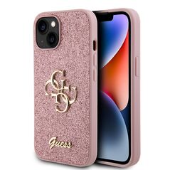 Guess Case for iPhone 15 / iPhone 14 / iPhone 13 - Guess Glitter Script Big 4G (GUHCP15SHG4SGP) - Pink 3666339147648 έως 12 άτοκες Δόσεις