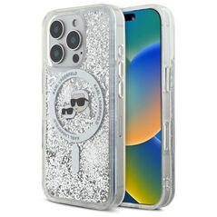 Karl Lagerfeld case for iPhone 16 Pro Max 6,9&quot; KLHMP16XLGKCSGH transparent Hard Liquid Glitter Karl&Choupette Head MagSafe 3666339319151