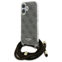 Original Case IPHONE 16 Guess Hardcase Crossbody Cord 4G Print (GUHCP16SHC4SEW) brown 3666339345167