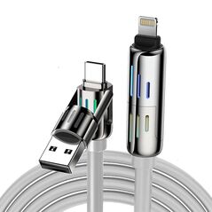 BlitzWolf USB-C/USB-A to USB-C/Lightning 4in1 Cable 1.2m 240W RGB (grey) 070836  BW-HDC6 Grey έως και 12 άτοκες δόσεις 5906168439261