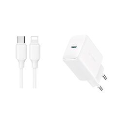 Joyroom JR-TCF20 USB-C PD 20W network charger - white + USB-C / Lightning cable 1m 6956116723125