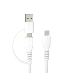 Forever recycling cable 2w1 1,5m 3A USB-C - USB-C + USB-A KR2W1-00 white 5909000571808