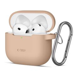 Case for APPLE AIRPODS 4 Tech-Protect Silicone Hook Caffe Latte 5906302370078