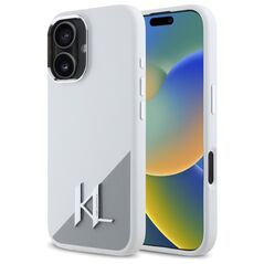 Karl Lagerfeld Case for iPhone 16 - Karl Lagerfeld Silicone (KLHMP16SSCMKMPCH) - White Shadow Metal Initial 3666339318000 έως 12 άτοκες Δόσεις