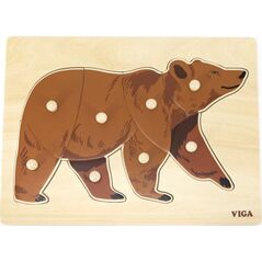 Viga Toys VIGA Drewniane Puzzle Montessori Miś Niedźwiedź z Pinezkami 9662198 6971608446061